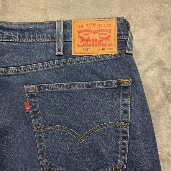 Levis 505 Jeans Mens 40x32 Regular Fit Stretch Denim Straight Leg Water Less - Picture 4 of 11